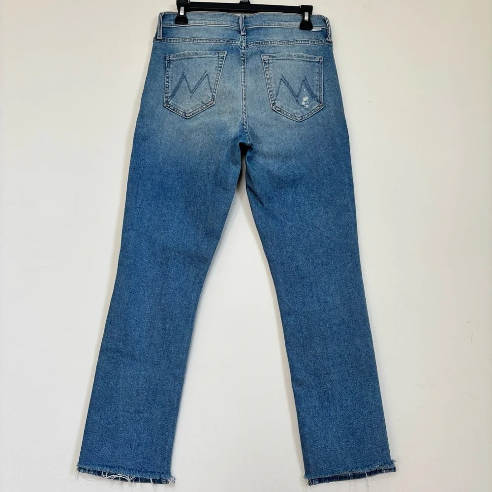 Mother Women"s 29 High Waisted Rascal Ankle Jeans Love Gun Distressed Frayed Hem - Picture 2 of 16